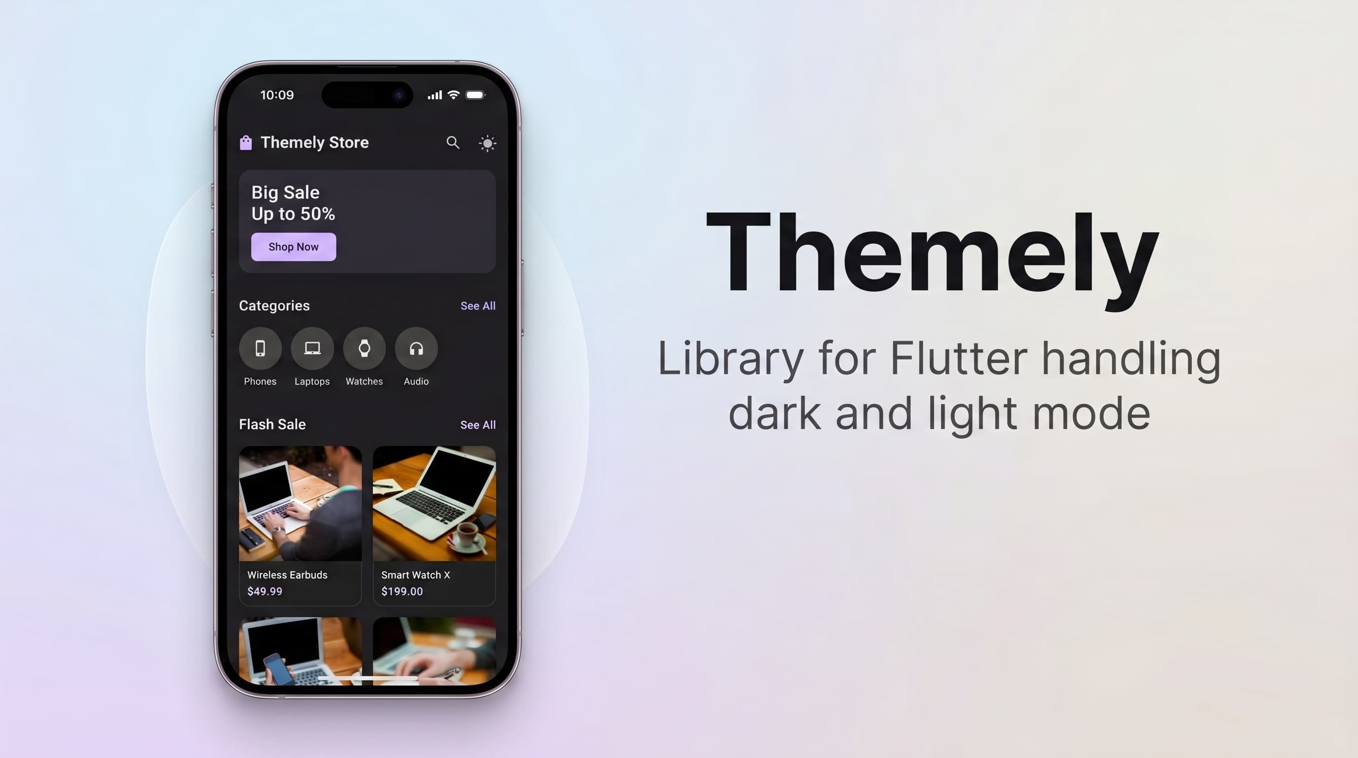 Themely: Flutter Theme Manager for Dark, Light and Custom Themes - Project by Dimas Febriyanto